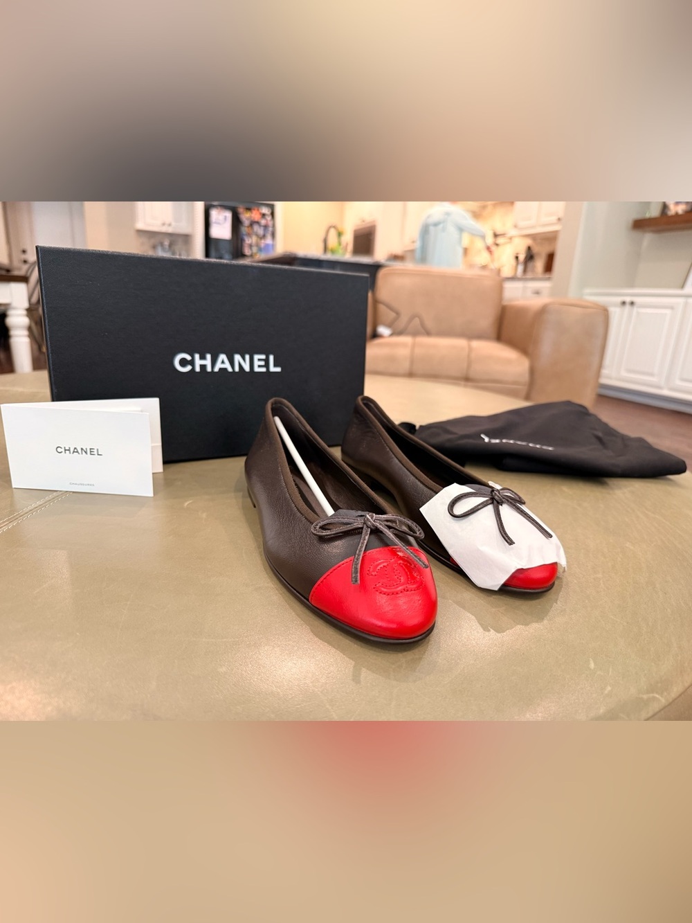 NWT Chanel - SS26 Matthieu Blazy ballerina, brown/red, size 37 (US7)